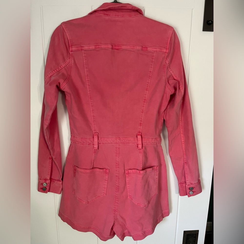PAIGE Meg Romper Utility Waist Tie Vintage Pink Lolly - Picture 10 of 10